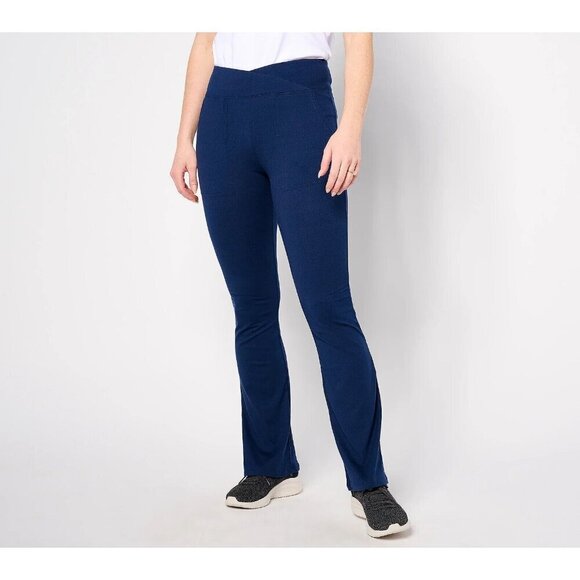 Cuddl Duds Flexwear Crossover Waist Bootcut Pant Oxford Navy,XL - Picture 1 of 1